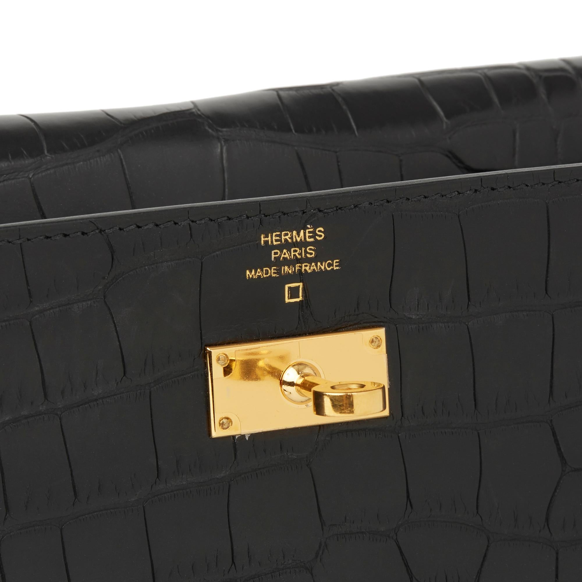 2017 Hermès Black Matte Mississippiensis Alligator Leather Kelly Long Wallet 3