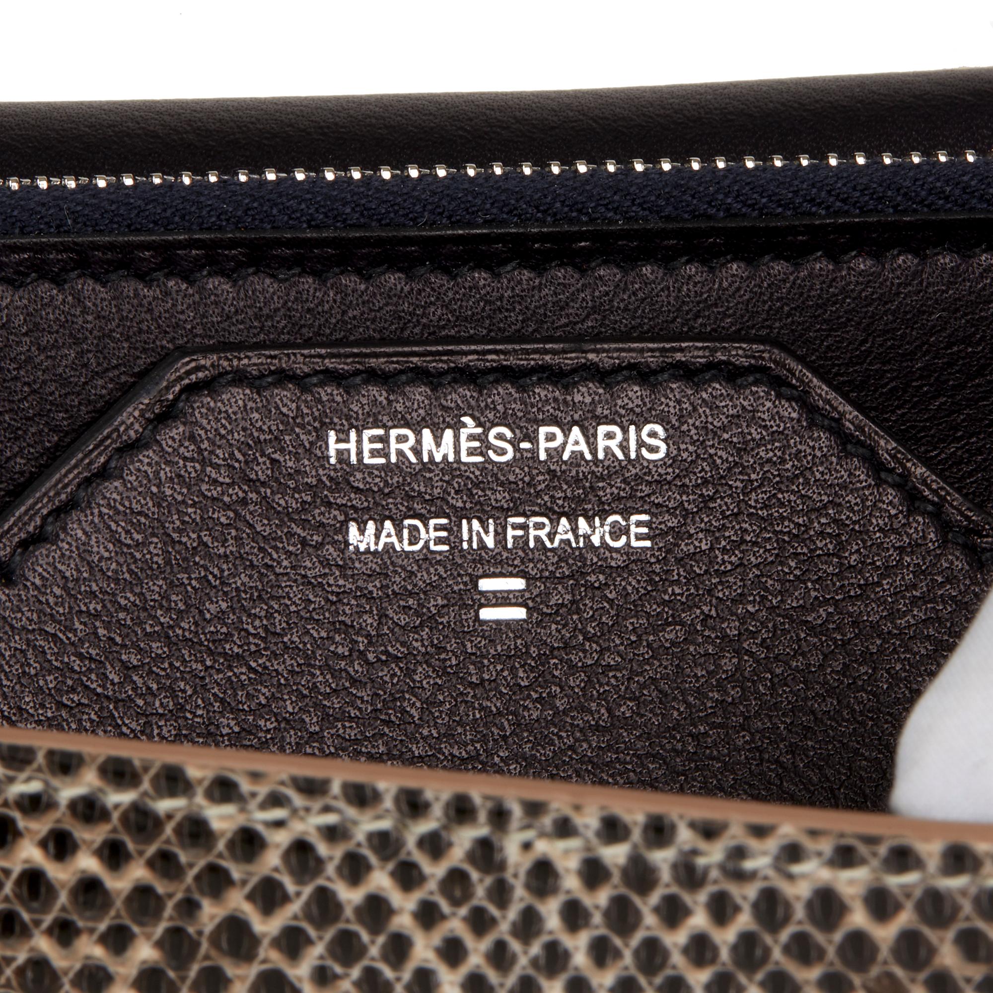 2017 Hermès Bleu Evergrain Leather & Lez Lisse Lizard Portefeuille Passant Long 2