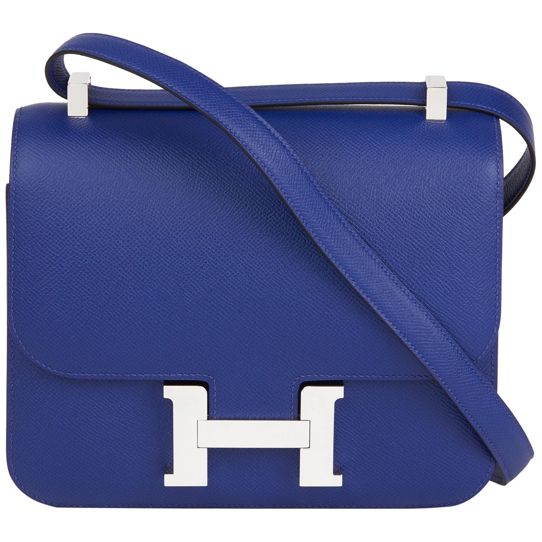 2017  Hermès Blue Electric Epsom Leather Constance 23cm