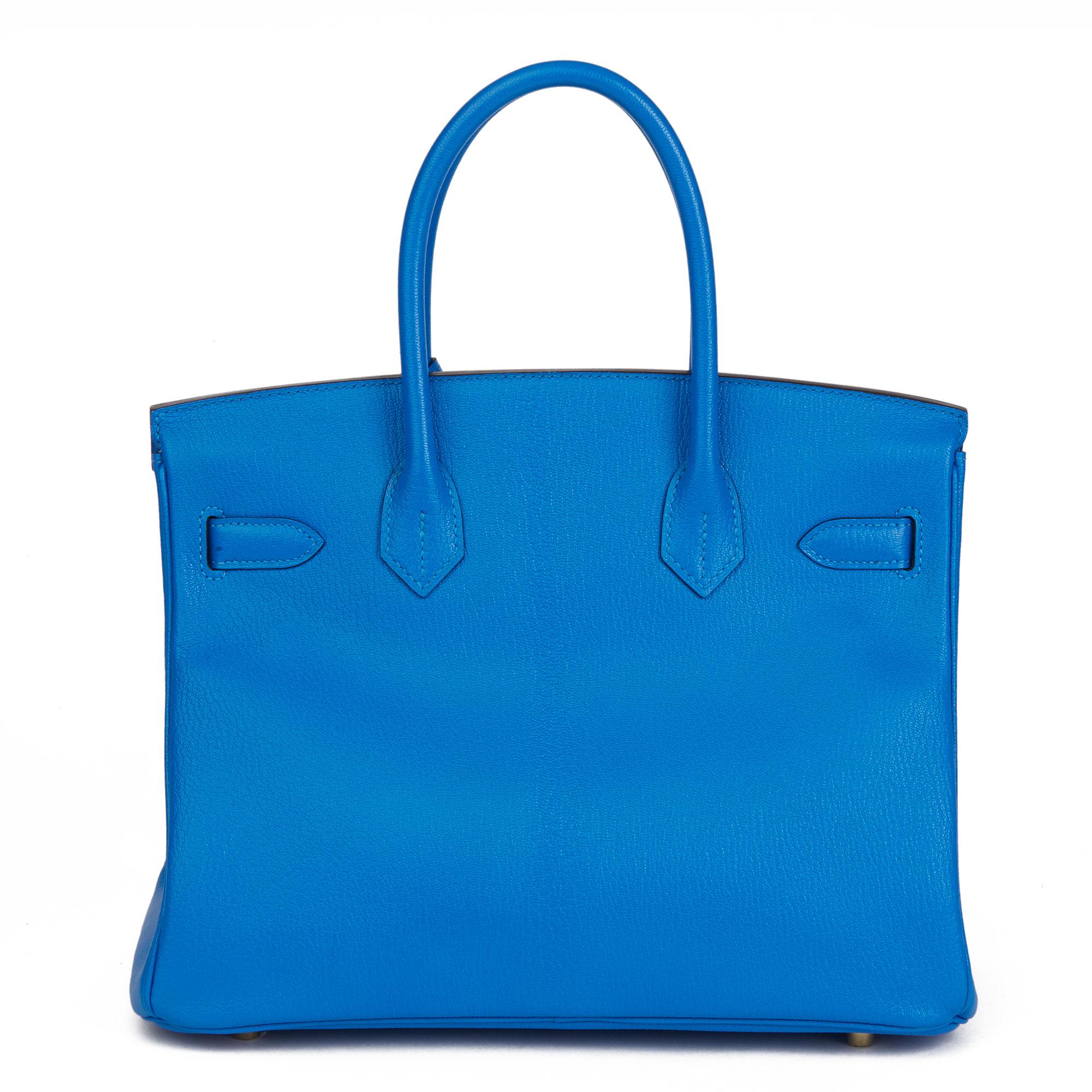 2017 Hermès Blue & Gris Mouette Chevre Mysore Leather  Special Order HSS Birkin  1