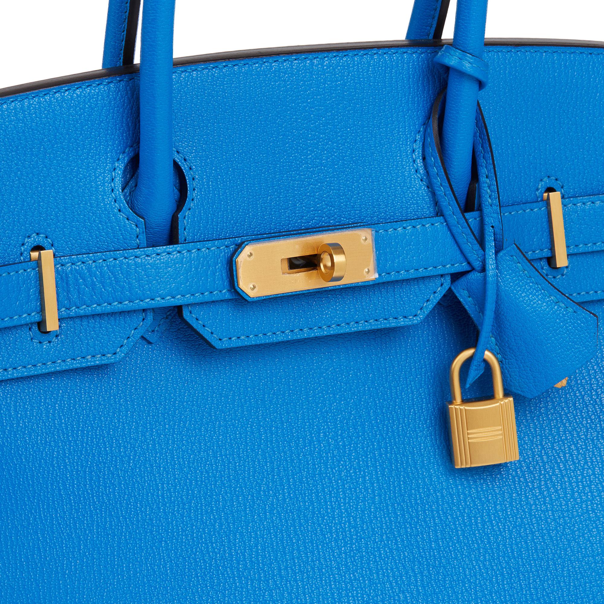 2017 Hermès Blue & Gris Mouette Chevre Mysore Leather  Special Order HSS Birkin  3