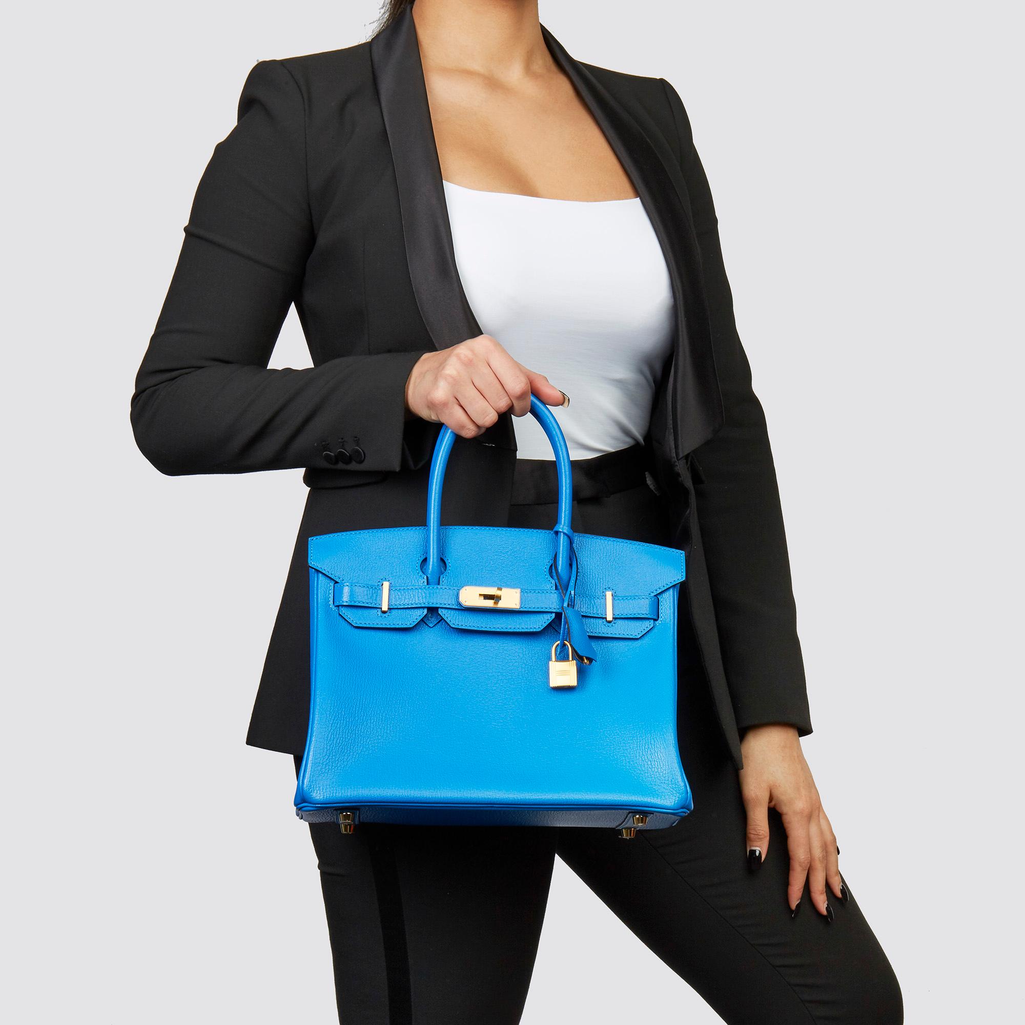 HERMÈS
Blue Hyrda & Gris Mouette Chevre Mysore Leather  Special Order HSS Birkin 30cm

Xupes Reference: CB222
Serial Number: A
Age (Circa): 2017
Accompanied By: Hermès Dust Bag, Box, Lock, Keys, Clochette, Rain Cover, Care Booklet, Protective