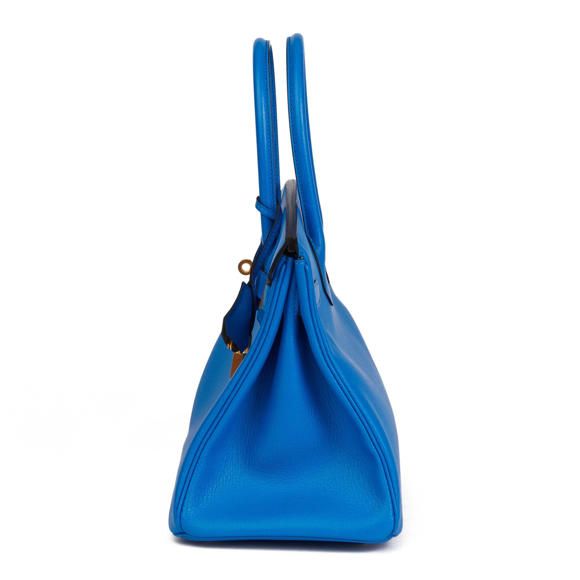 Women's 2017 Hermès Blue Hydra & Gris Mouette Chevre Mysore Special Order HSS Birkin 30