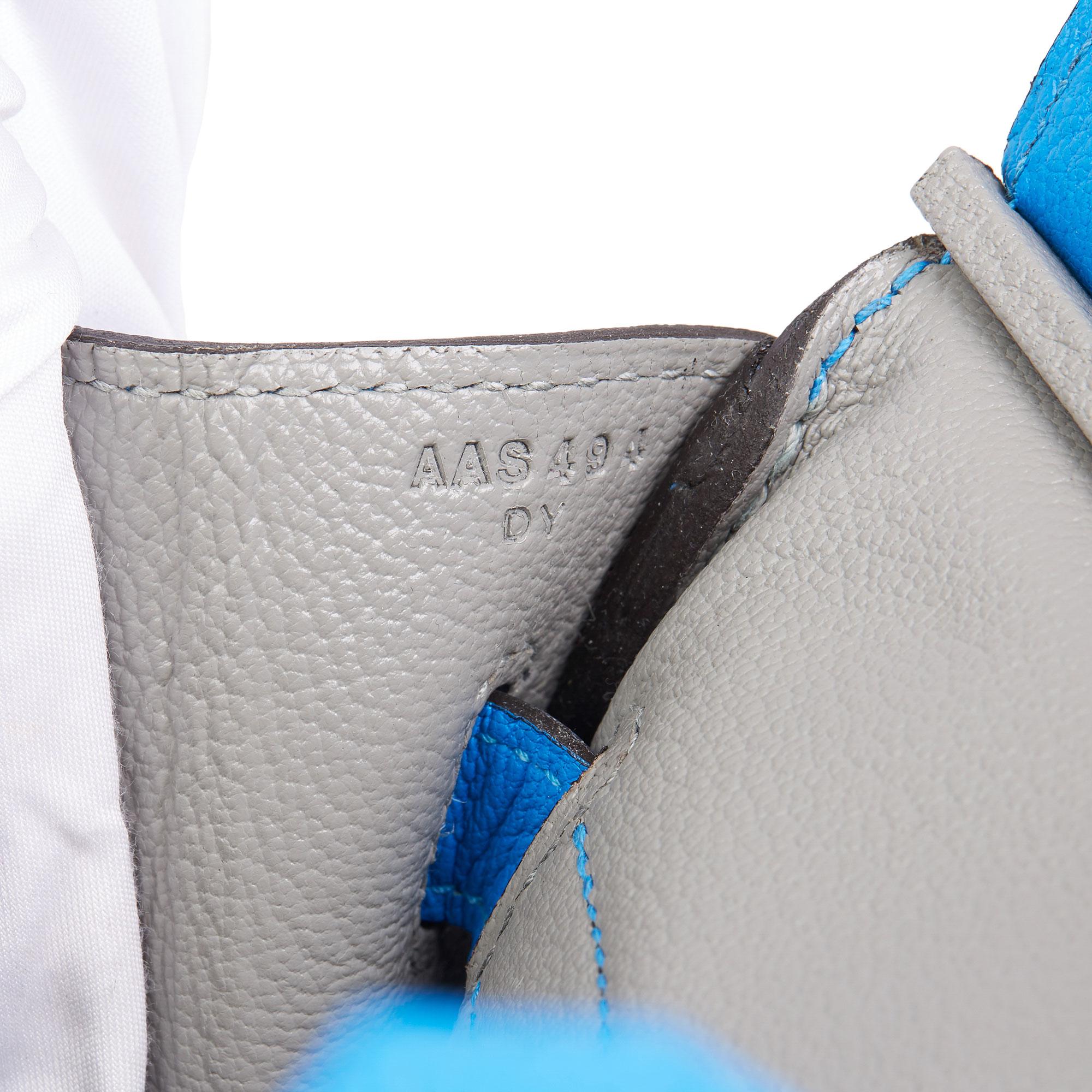 2017 Hermès Blue Hydra & Gris Mouette Chevre Mysore Special Order HSS Birkin 30 5
