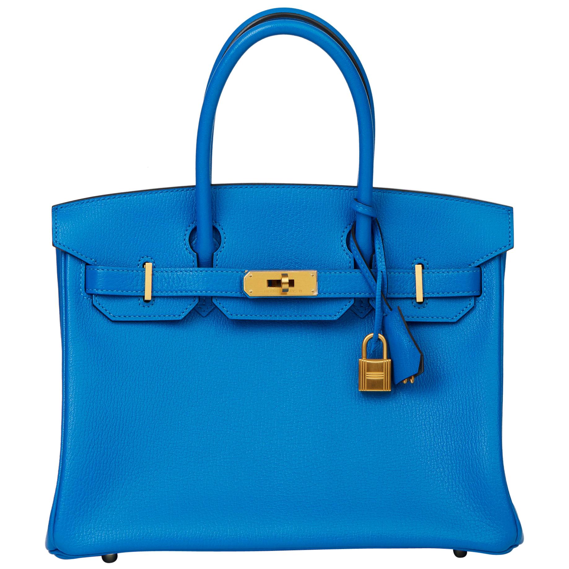 2017 Hermès Blue Hydra & Gris Mouette Chevre Mysore Special Order HSS Birkin 30
