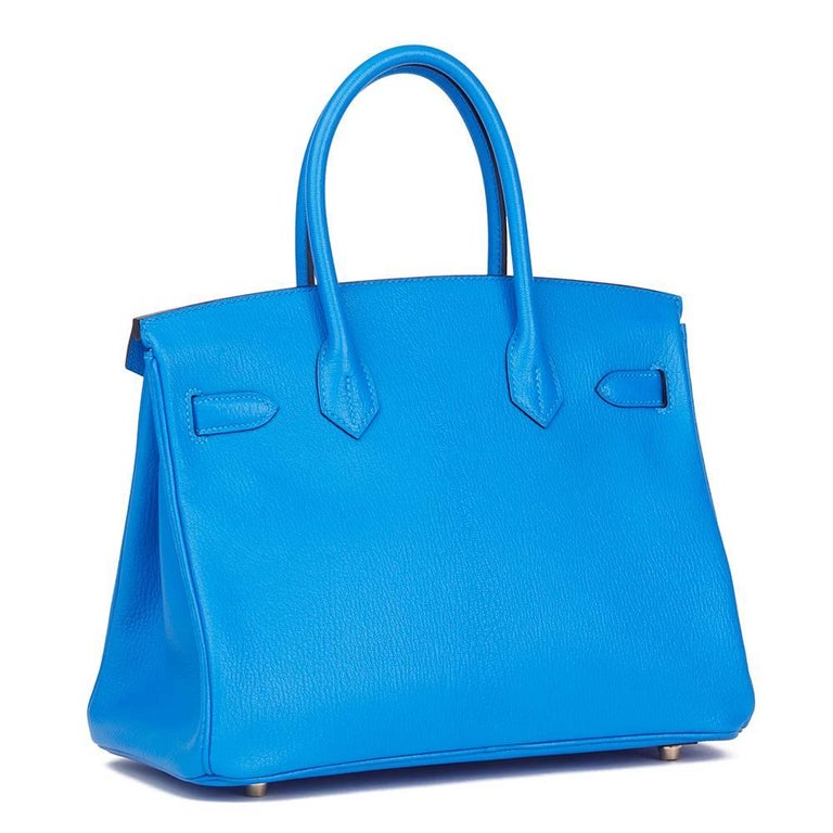 Hermes Blue Hydra and Gris Mouette Chevre Mysore Special Order Birkin ...