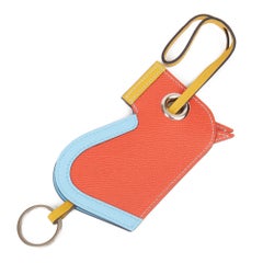 2017 Hermès Celeste, Capucine & Ambre Epsom Leather Camail Key Holder Charm