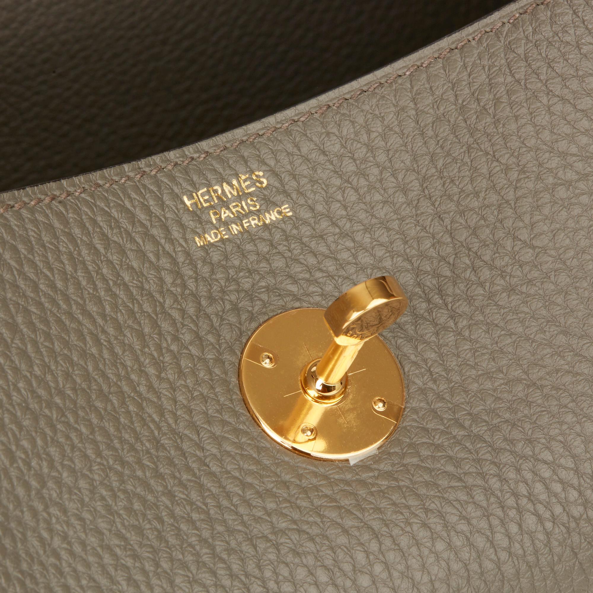 2017 Hermès Etain Clemence Leather Lindy 30cm  2
