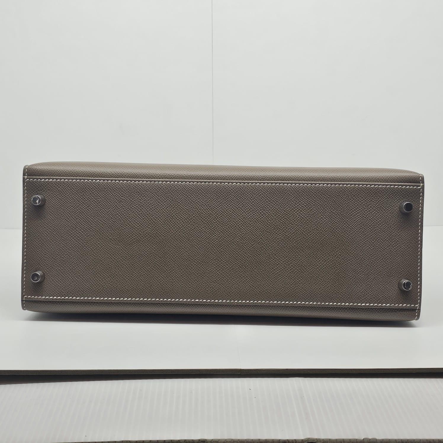 2017 Hermes Etoupe Epsom Leather Palladium Hardware Kelly 32 Bag 6
