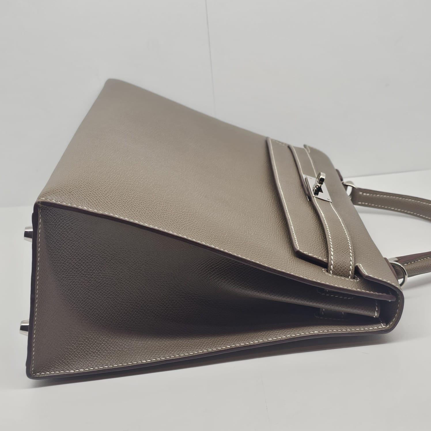 2017 Hermes Etoupe Epsom Leather Palladium Hardware Kelly 32 Bag 7