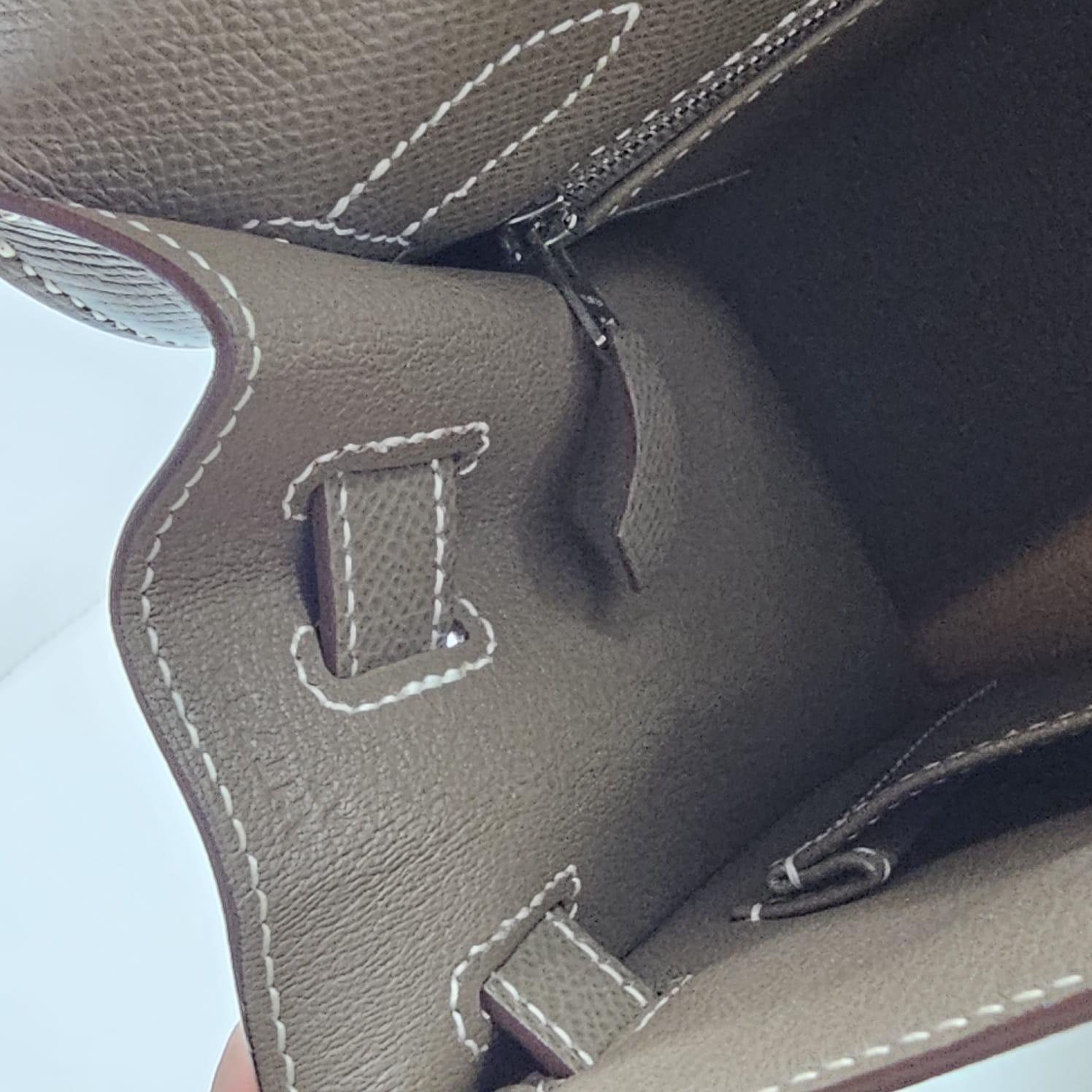 2017 Hermes Etoupe Epsom Leather Palladium Hardware Kelly 32 Bag 13