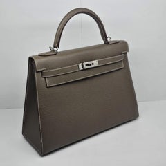 2017 Hermes Etoupe Epsom Leather Palladium Hardware Kelly 32 Bag