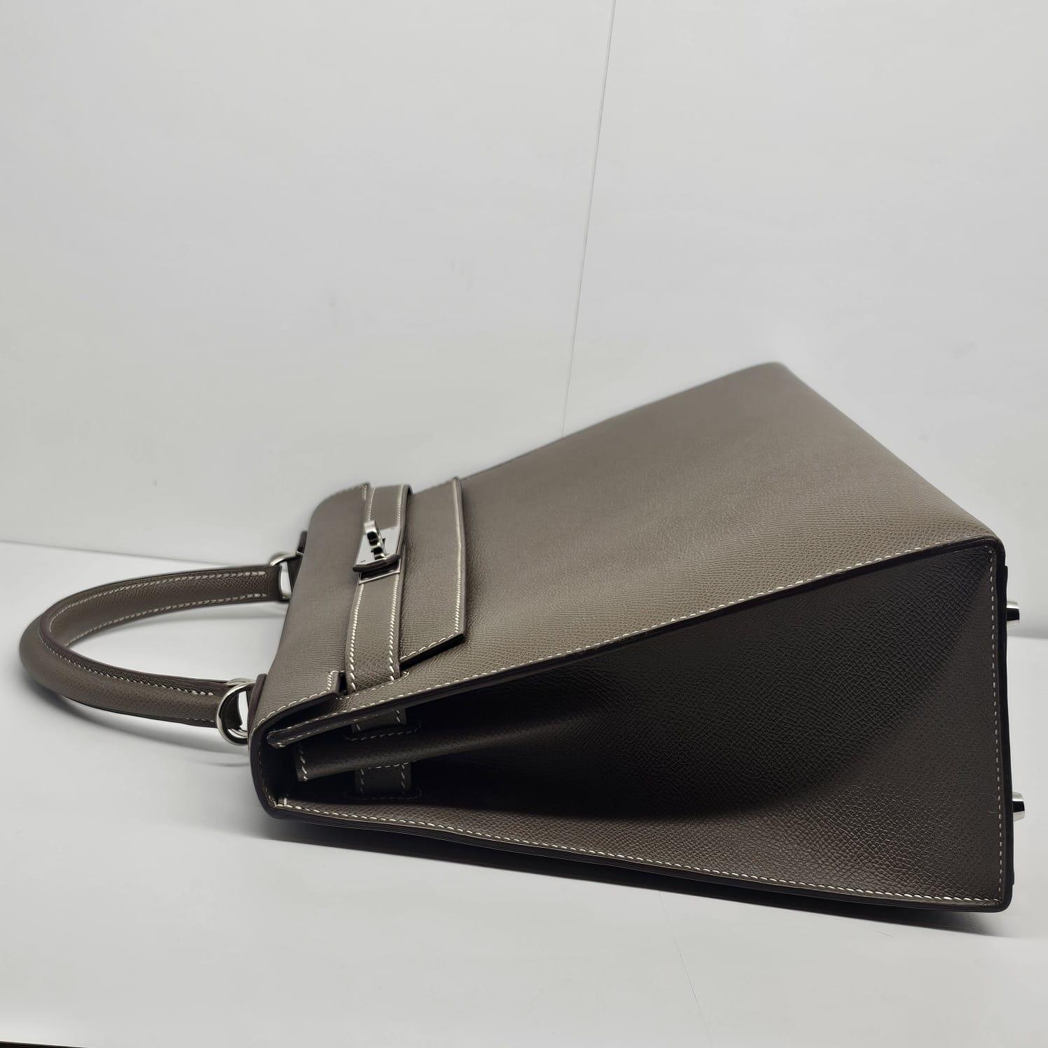  2017 Hermes Etoupe Epsom Leather Palladium Hardware Kelly 32 Bag Unisexe 