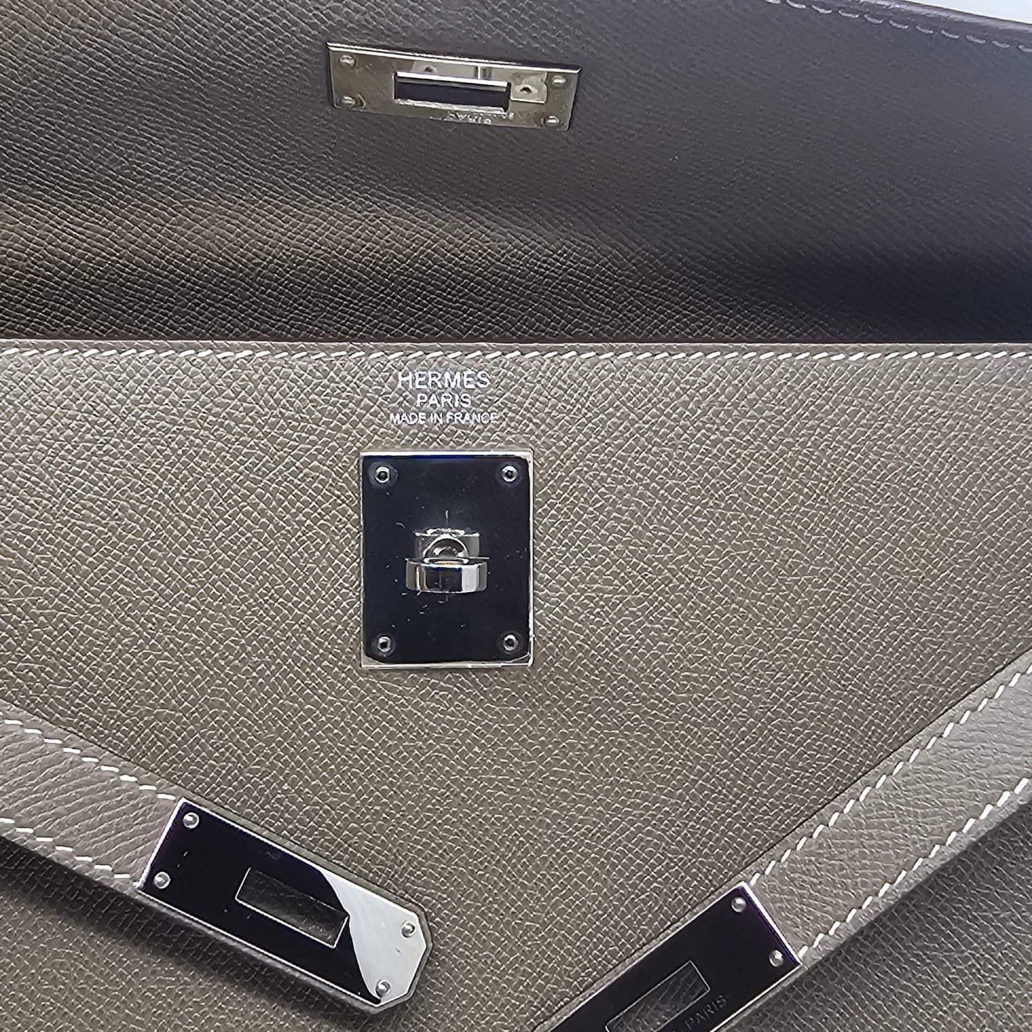 2017 Hermes Etoupe Epsom Leather Palladium Hardware Kelly 32 Bag 2