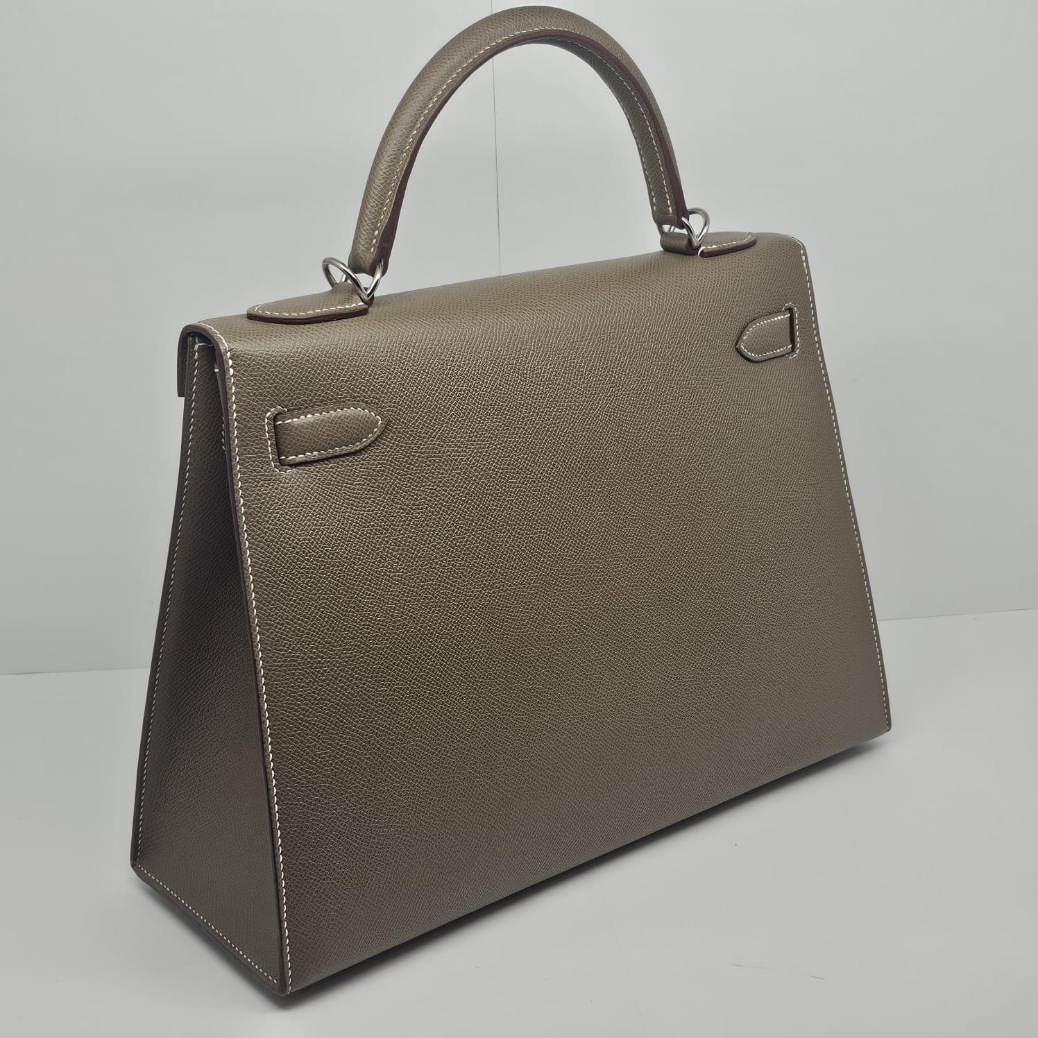 2017 Hermes Etoupe Epsom Leather Palladium Hardware Kelly 32 Bag 3