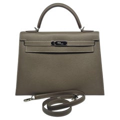 2017 Hermes Etoupe Epsom Leather Palladium Hardware Kelly 32 Bag