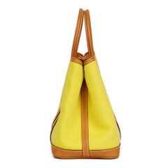 2017 Hermès Lime Canvas & Toffee Negonda Leather Garden Party 30cm