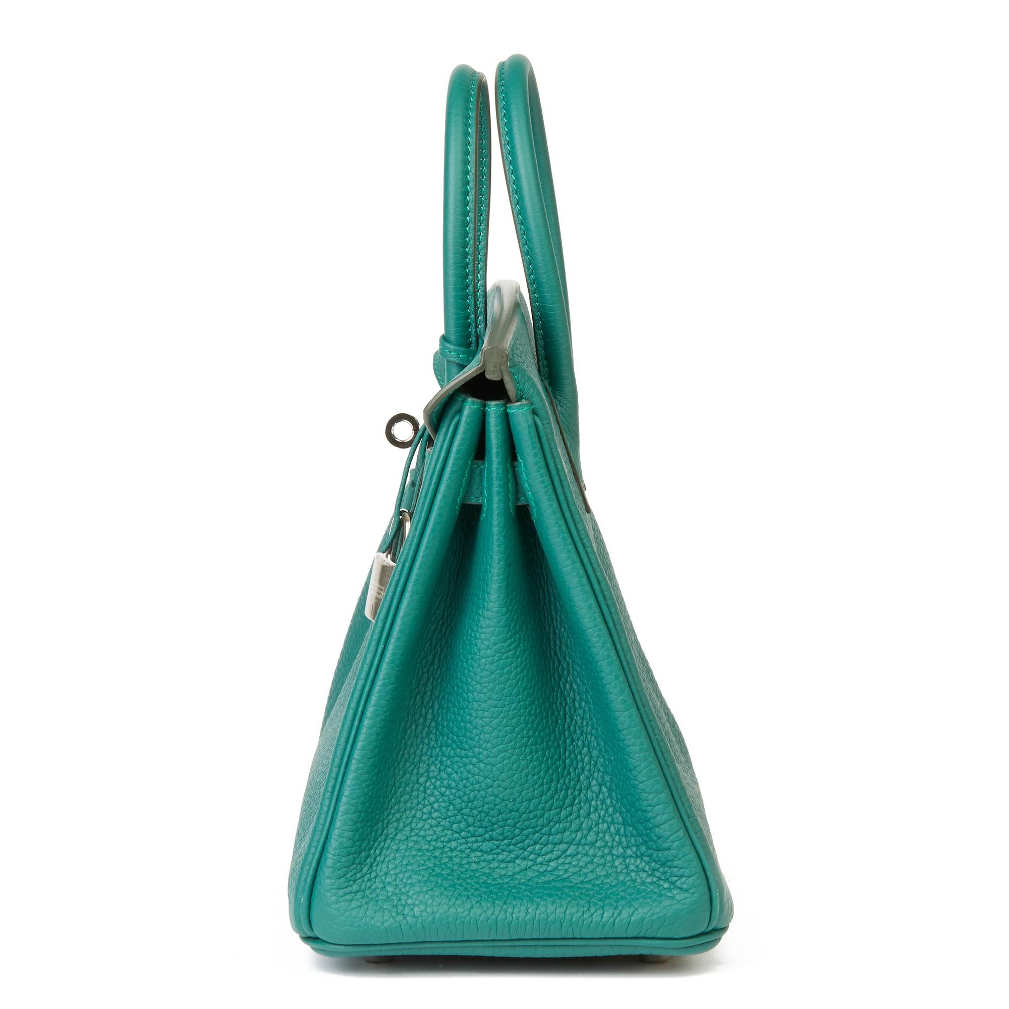 Blue 2017 Hermès Malachite Togo Leather Birkin 25cm