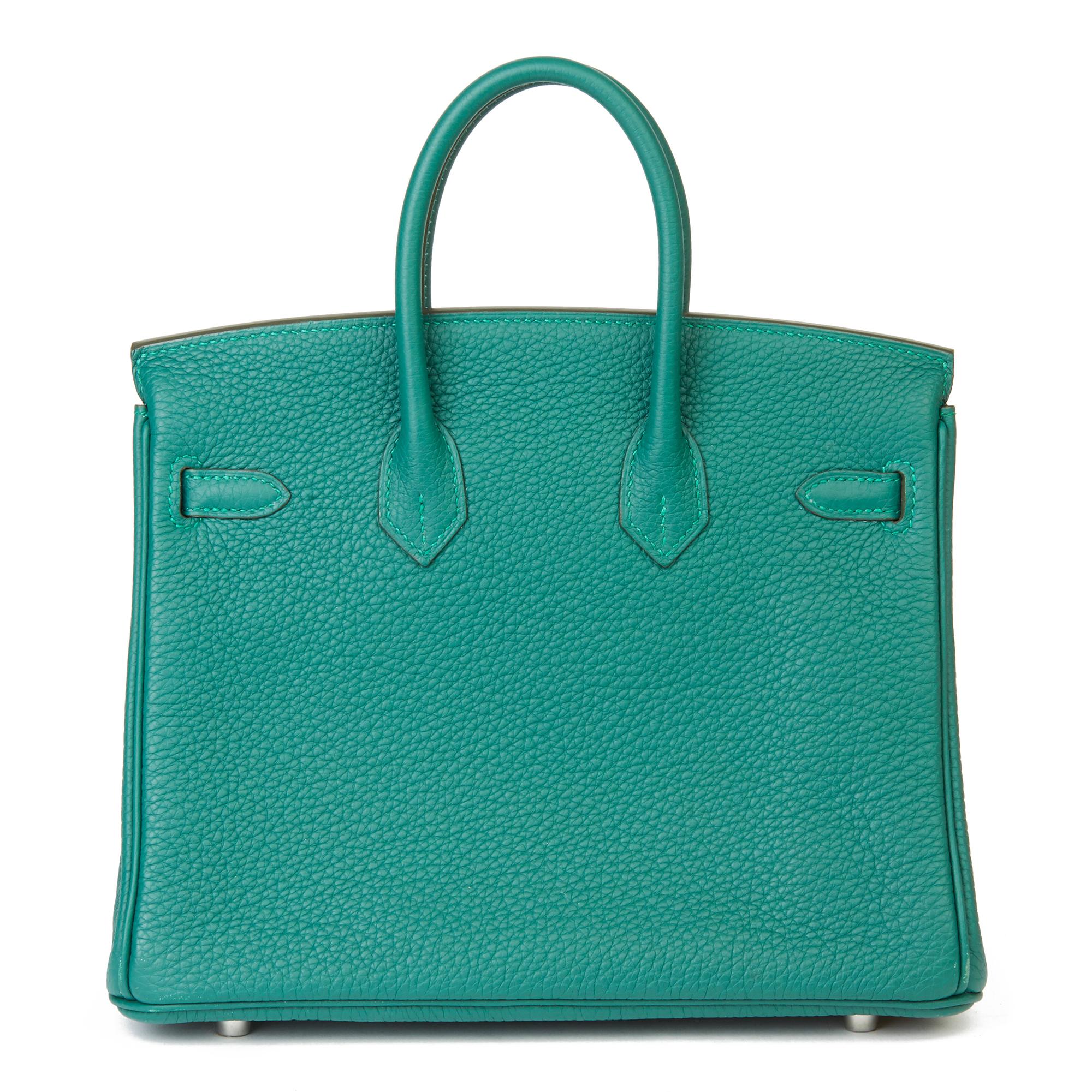 2017 Hermès Malachite Togo Leather Birkin 25cm In Excellent Condition In Bishop's Stortford, Hertfordshire