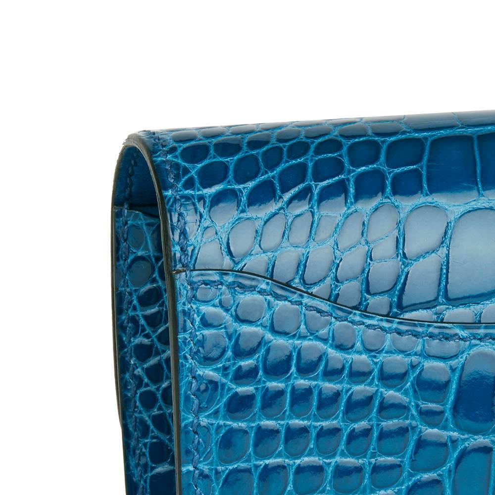 2017 Hermes Mykonos Shiny Alligator Leather Contance Long Wallet 1
