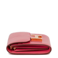 2017 Hermès Rose Lipstick Tadelakt Leather Constance Compact Wallet