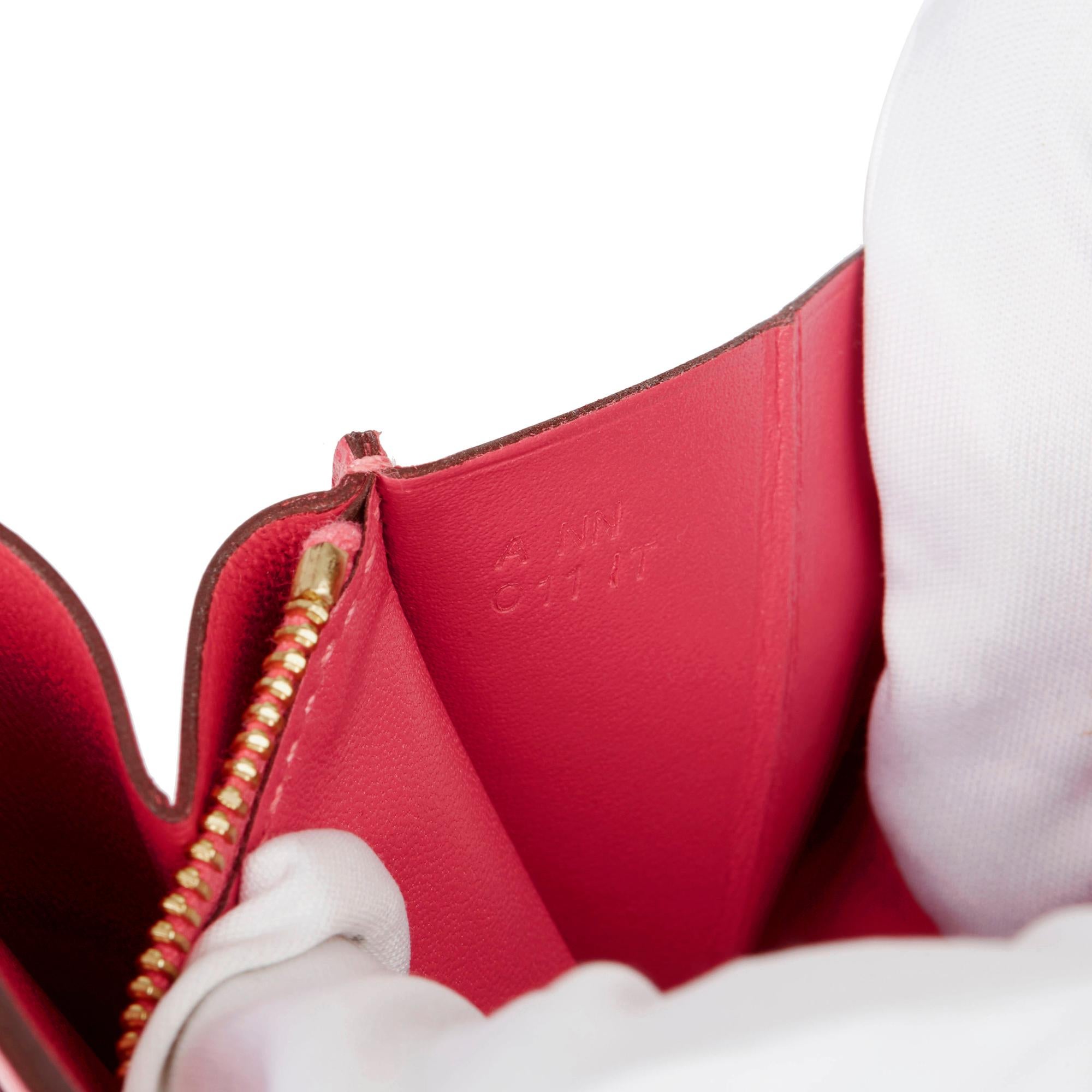 2017 Hermès Rose Lipstick Tadelakt Leather Constance Compact Wallet 3