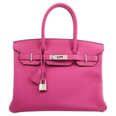 2017 Hermès Rose Pourpre Togo Retourne Birkin 30 PHW