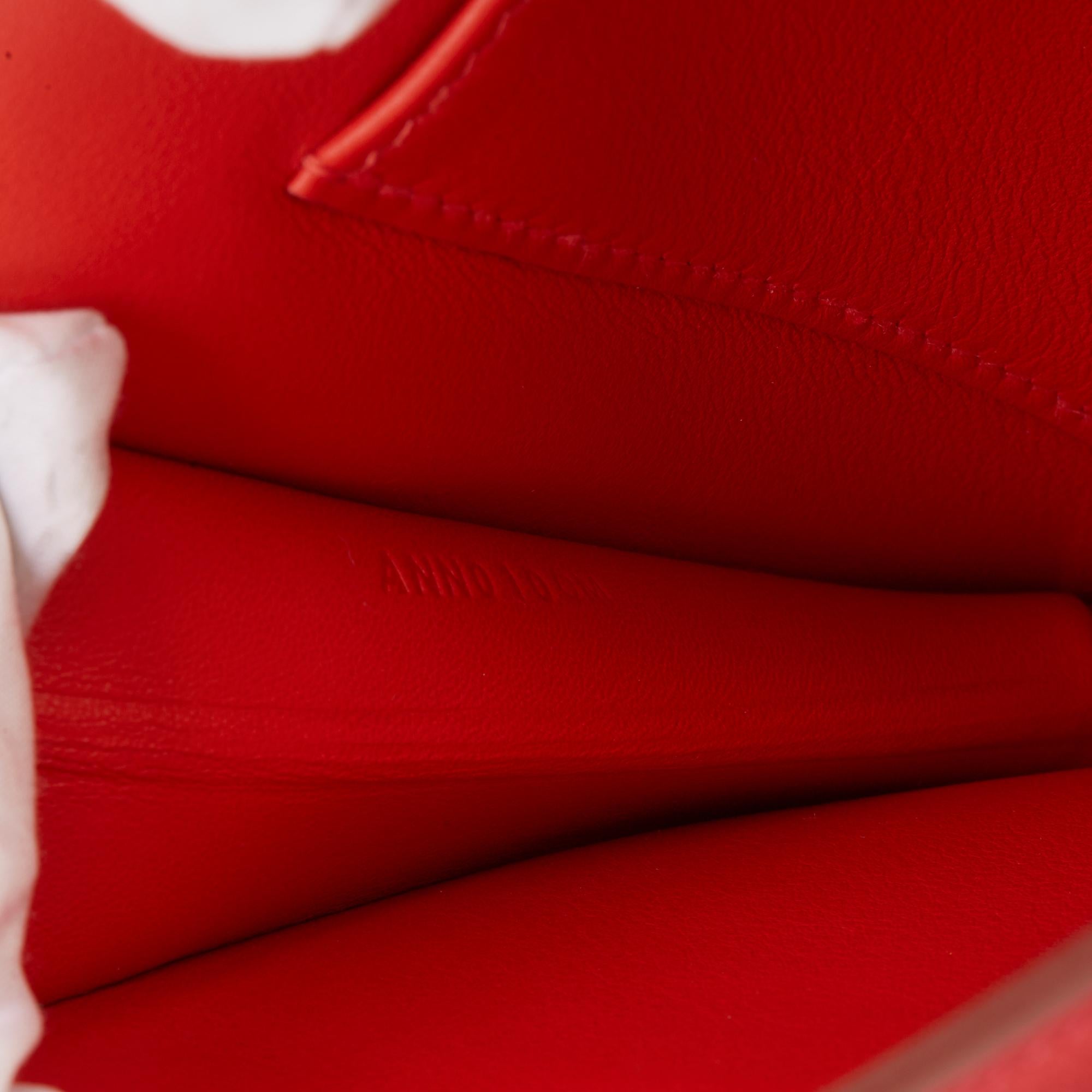 2017 Hermès Rouge Tomate & Rouge Grenat Evercolour Leather Multiplis Clutch 4