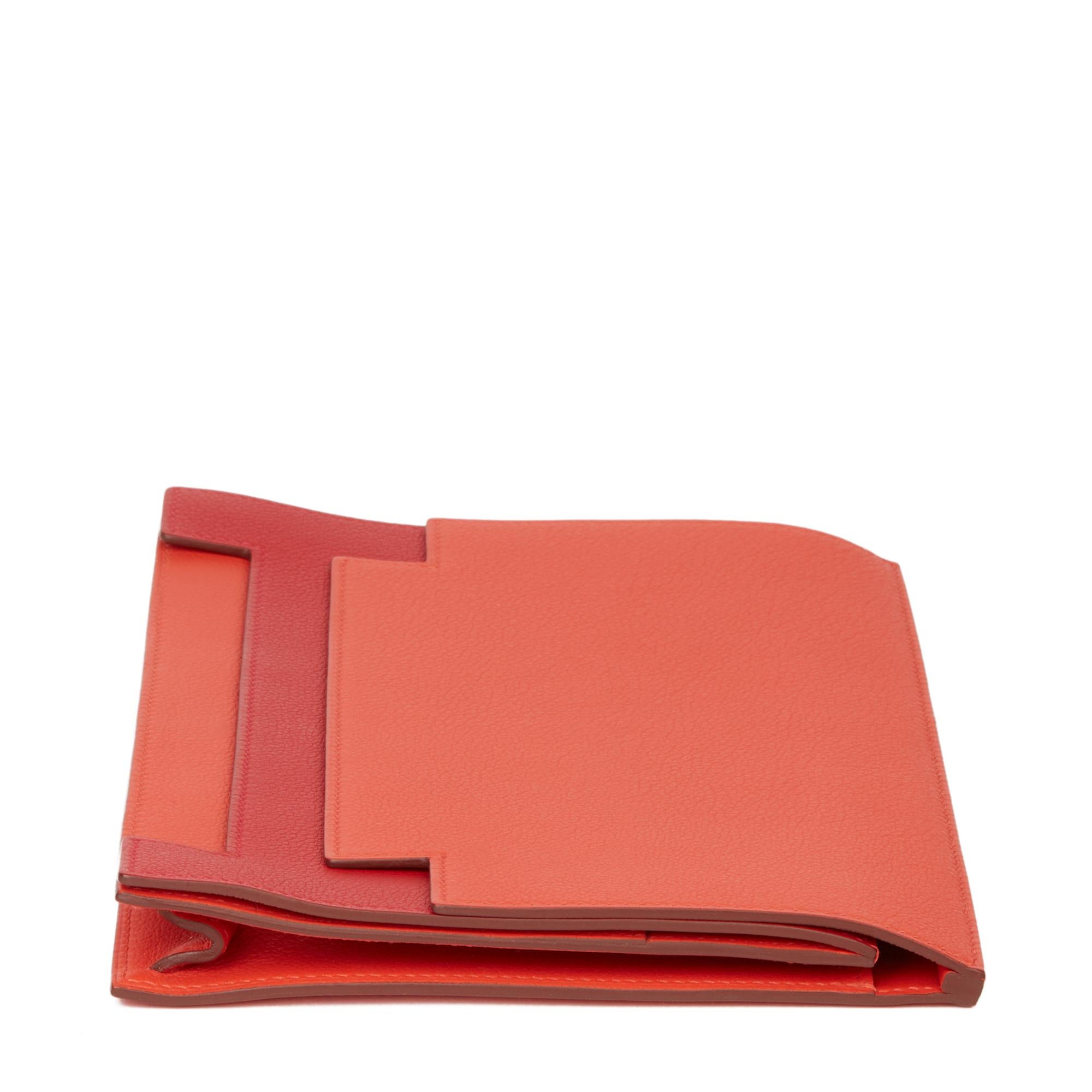 Red 2017 Hermès Rouge Tomate & Rouge Grenat Evercolour Leather Multiplis Clutch