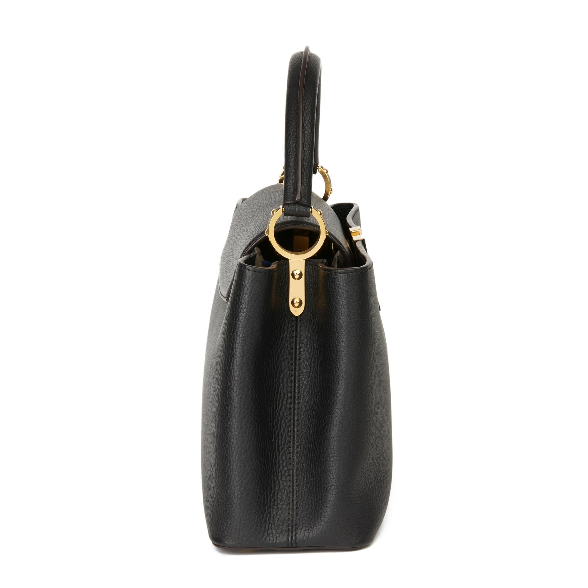 2017 Louis Vuitton Black Taurillon Calfskin Leather Capucine PM In Excellent Condition In Bishop's Stortford, Hertfordshire