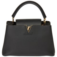 2017 Louis Vuitton Black Taurillon Calfskin Leather Capucine PM