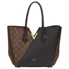 2017 Louis Vuitton Brown Monogram Coated Canvas & Black Calfskin Leather Kimono