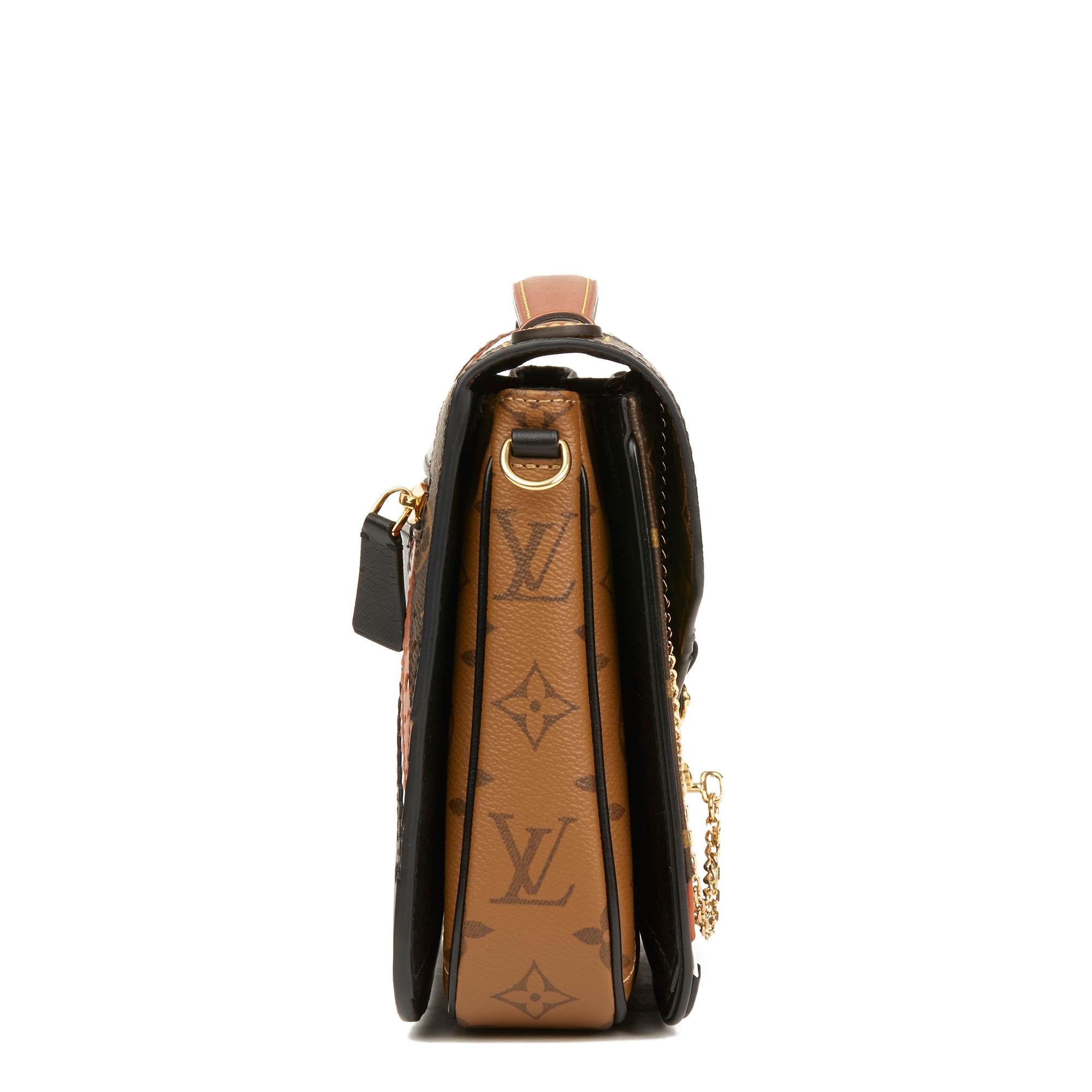 LOUIS VUITTON
Brown, Black, White Calfskin Leather & Brown Monogram Coated Canvas Brogue Pochette Metis

 Reference: HB2845
Serial Number: PL1377
Age (Circa): 2017
Accompanied By: Louis Vuitton Dust Bag, Shoulder Strap, Key Charm
Authenticity
