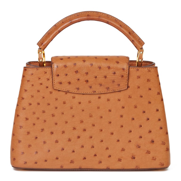 Louis Vuitton, Louis Vuitton style handbag, in the Capucines Ostrich MM  style executed in tan ostrich leather