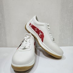 2017 Louis Vuitton x Supreme Weiße Monogramm-Turnschuhe aus Leder