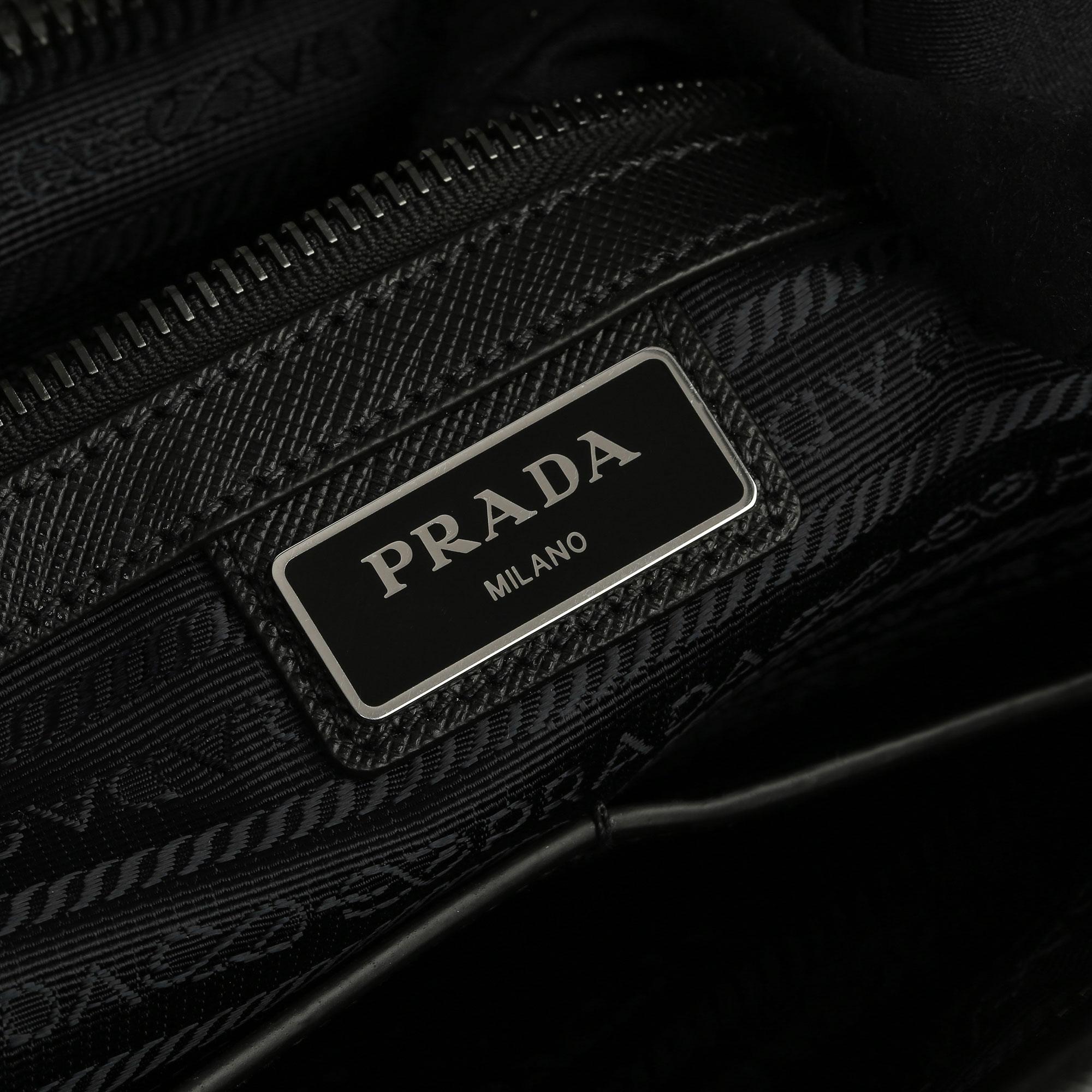 2017 Prada Black Quilted Nylon & Saffiano Leather Shoulder Tote 1