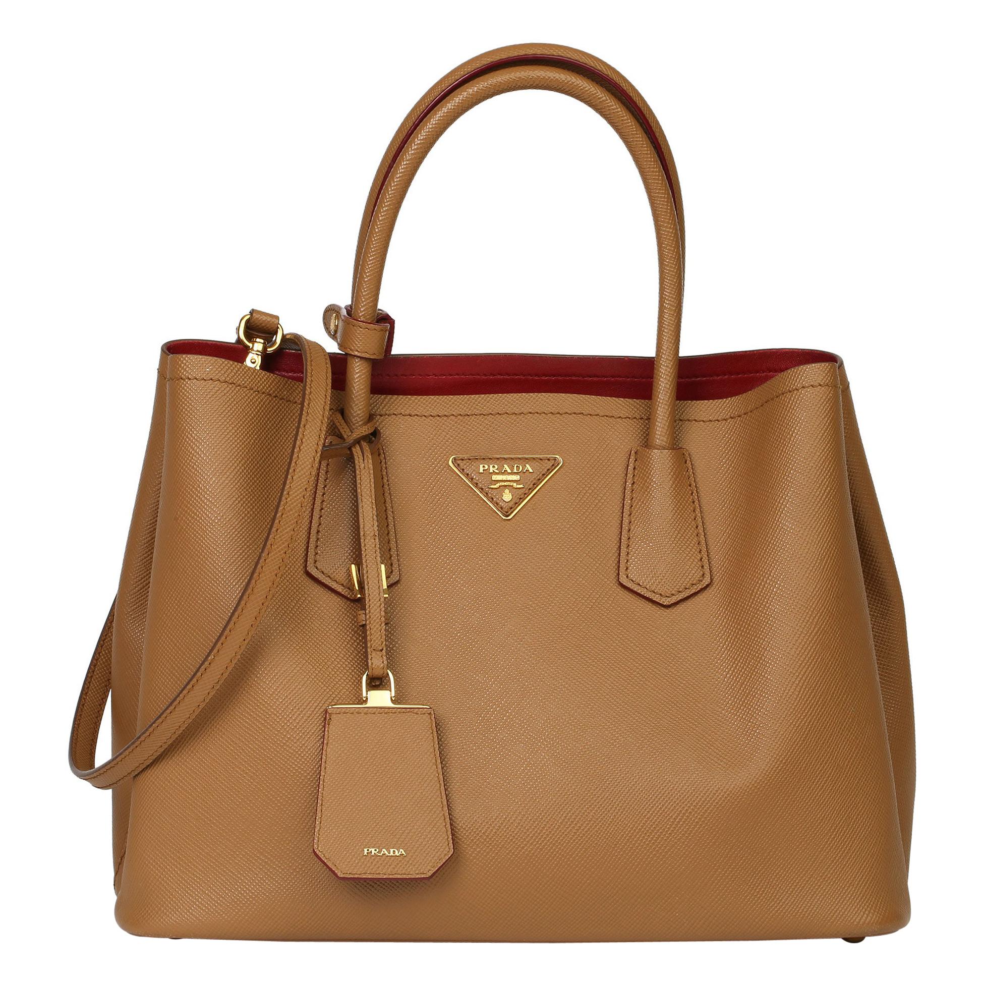 2017 Prada Caramel Saffiano Leather Double Tote