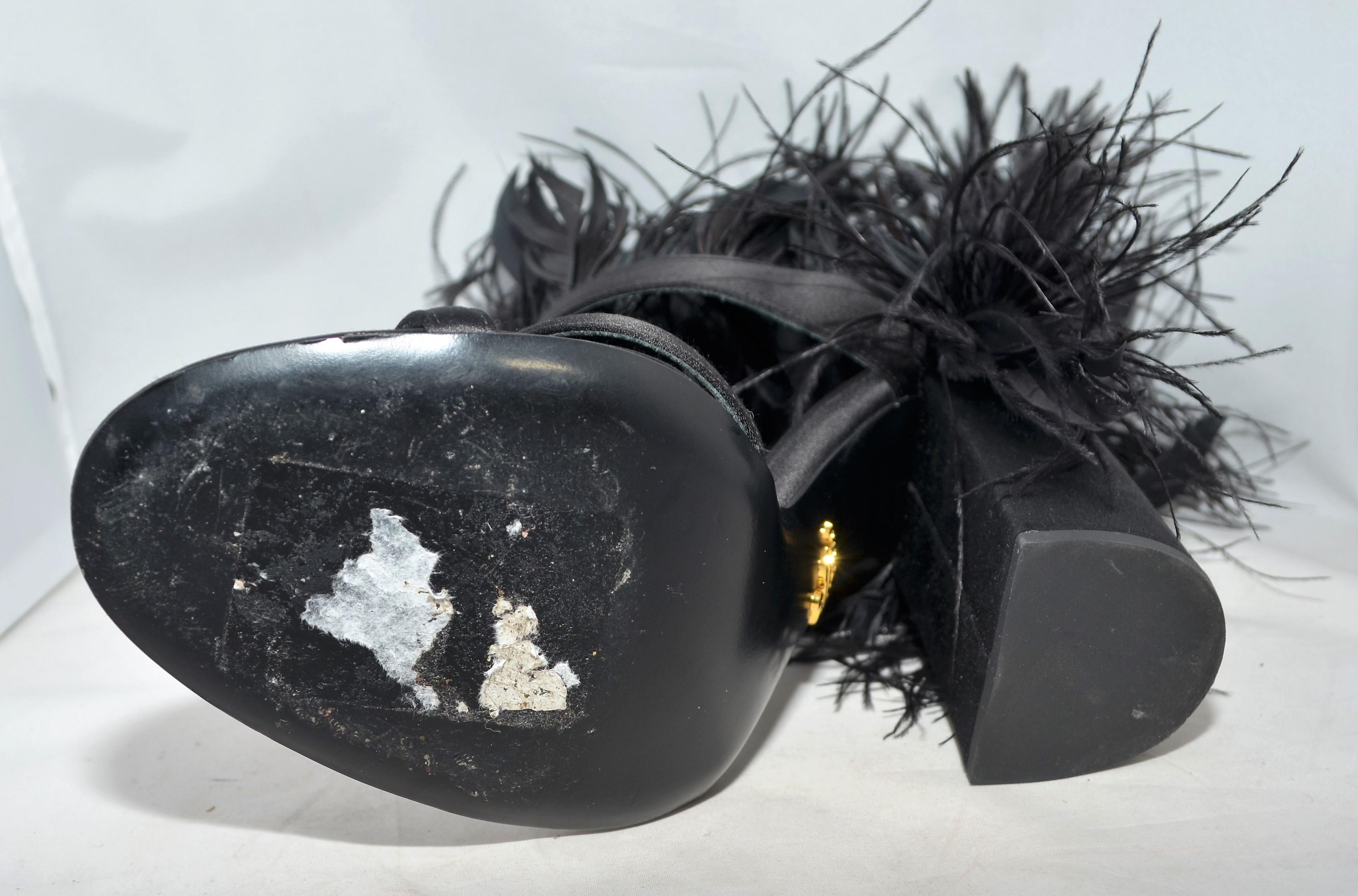 2017 Prada Feather Block Heel Sandals 1