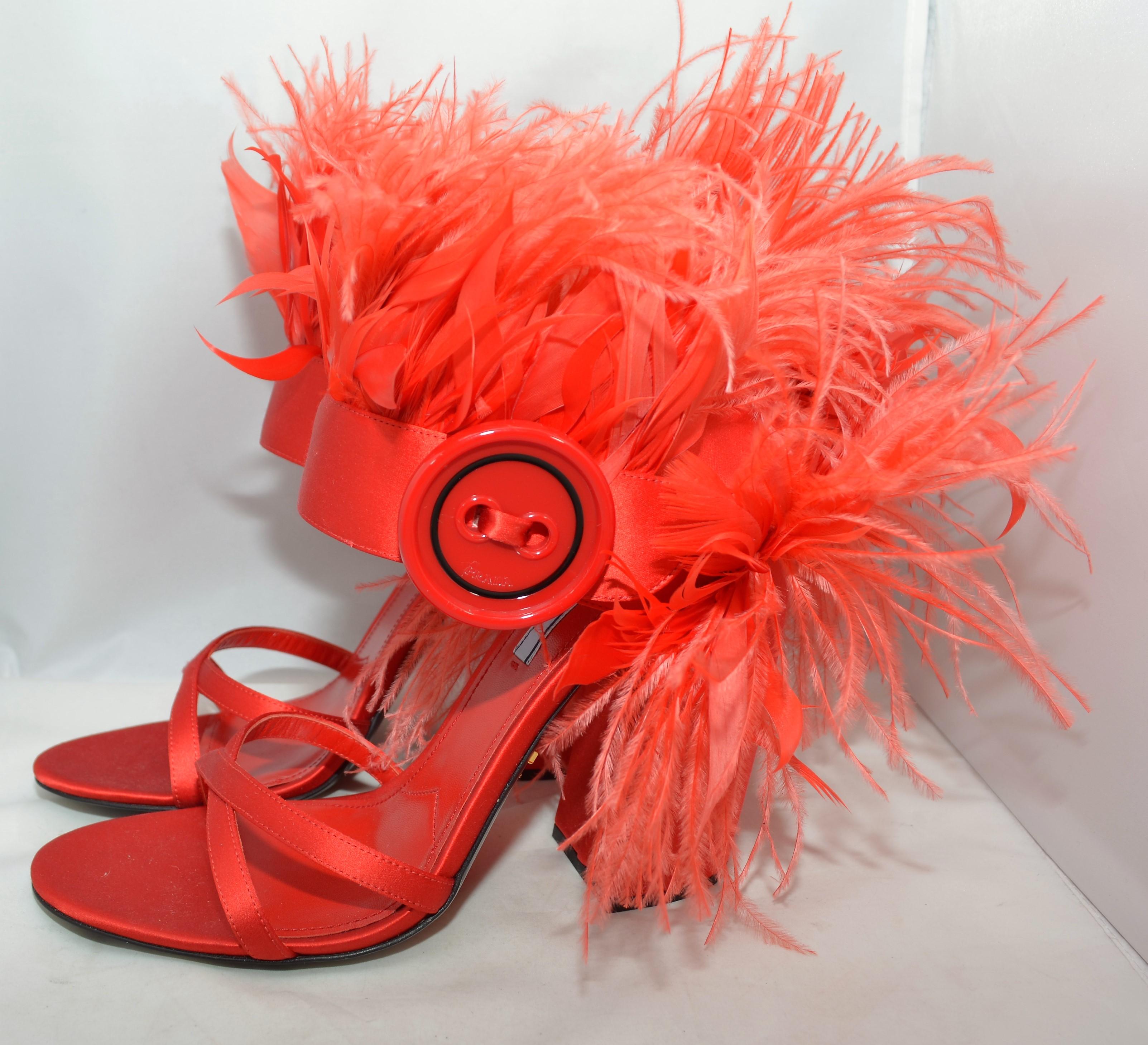 prada feather heels