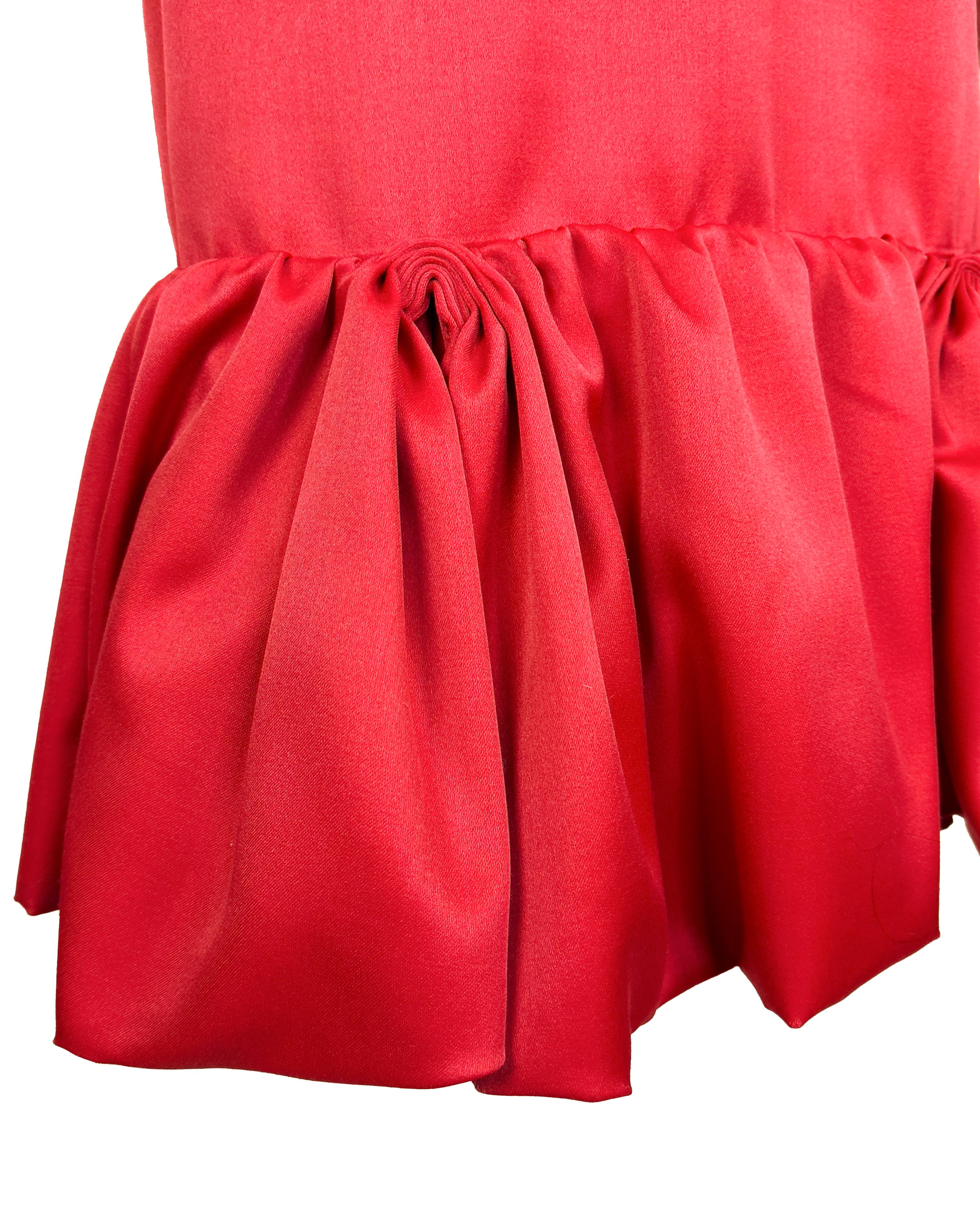Women's 2017 Prada Red Ruffle Hem Cocktail Dress For Sale