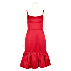 2017 Prada Red Ruffle Hem Cocktail Dress