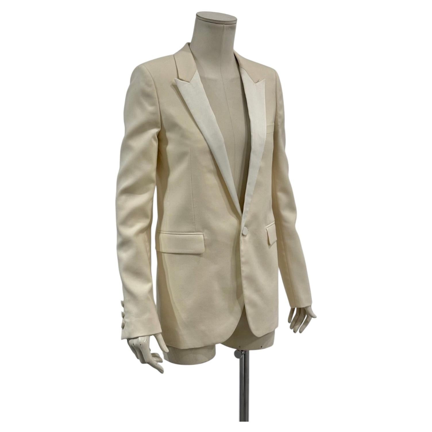 2017 Saint Laurent contrast peak-lapel tuxedo blazer