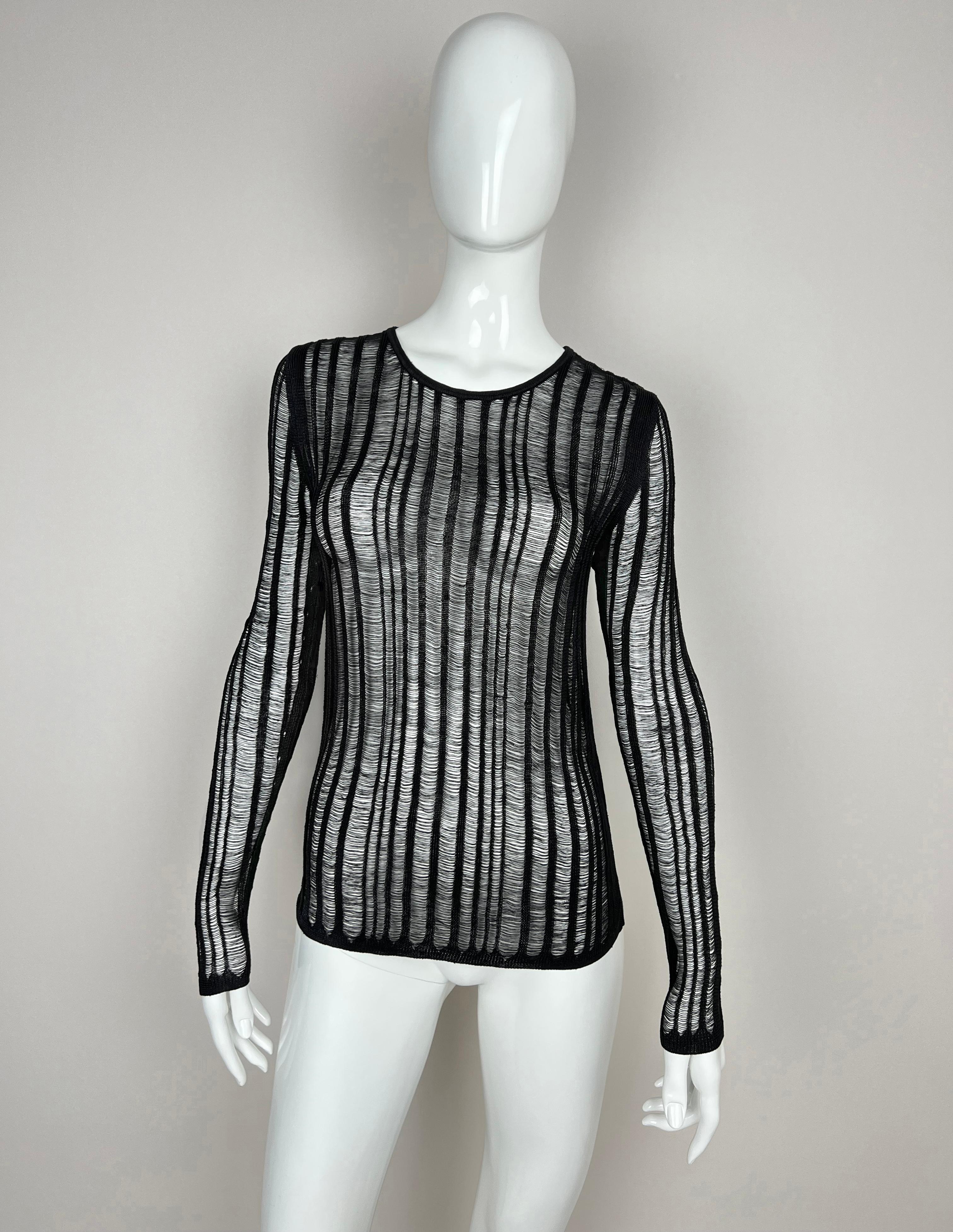 2017 Saint Laurent Paris distressed semi sheer knit sweater For Sale 5