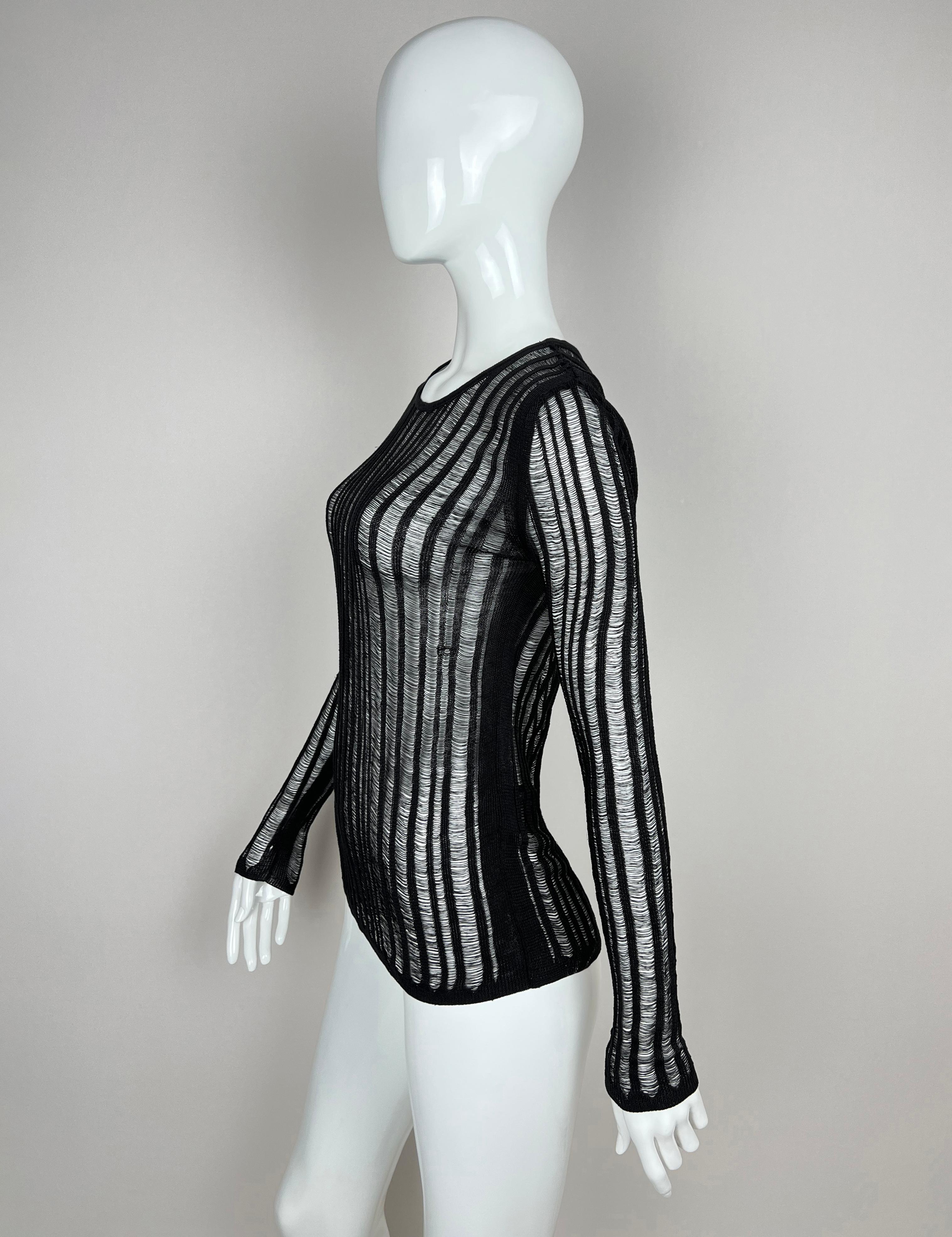 2017 Saint Laurent Paris distressed semi sheer knit sweater For Sale 6