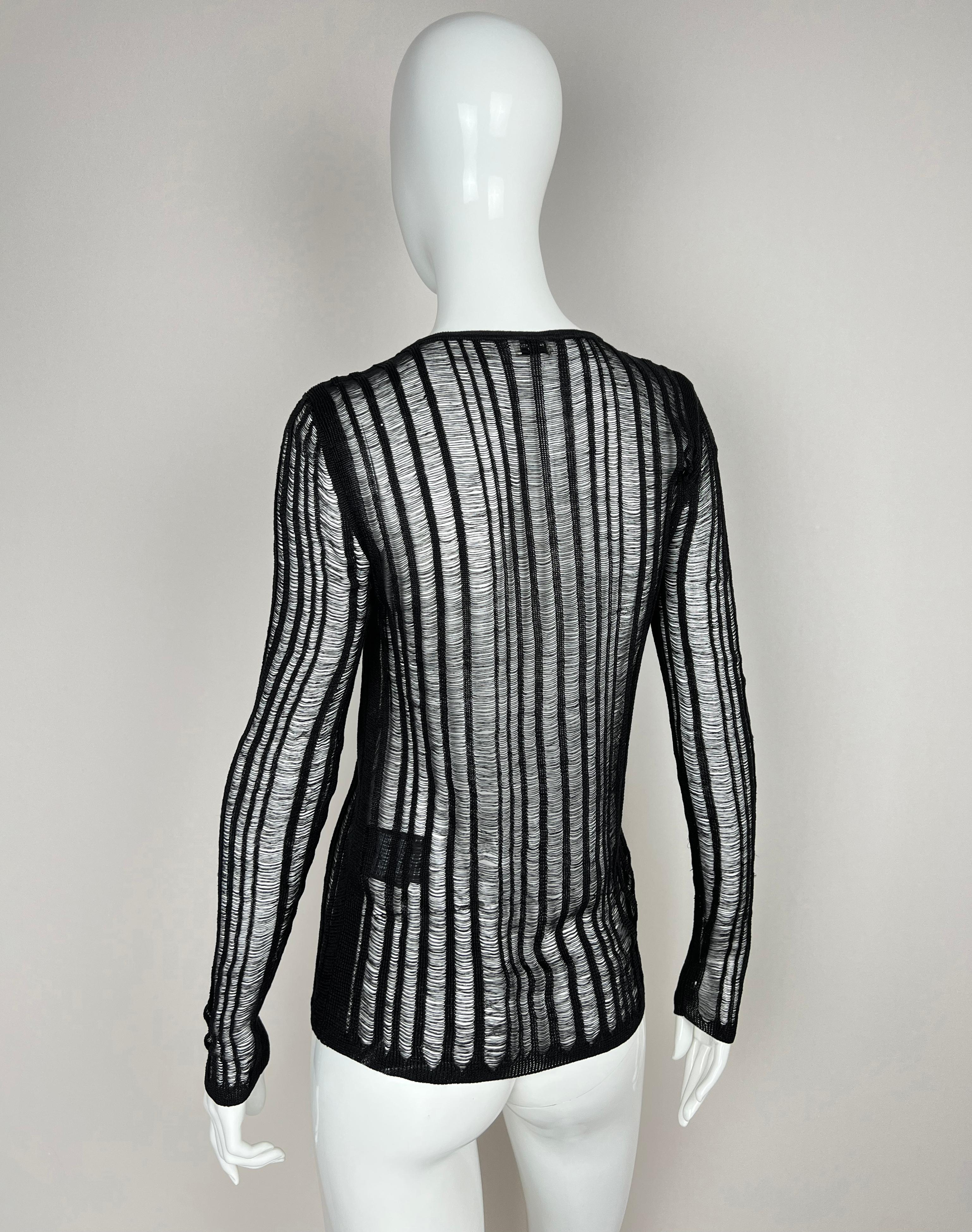 2017 Saint Laurent Paris distressed semi sheer knit sweater For Sale 7