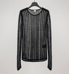 2017 Saint Laurent Paris distressed semi sheer knit sweater