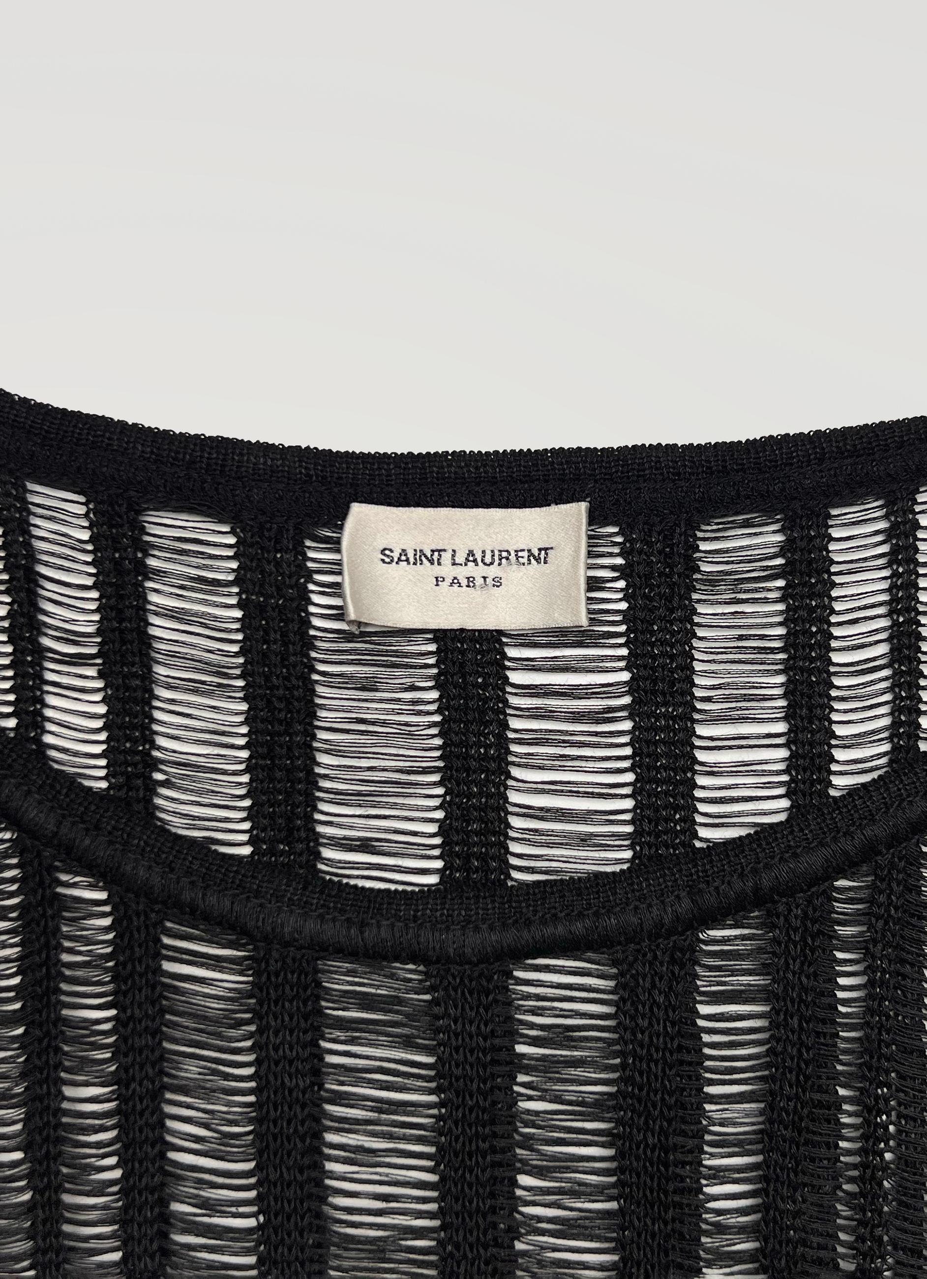 2017 Saint Laurent Paris distressed semi sheer knit sweater In Excellent Condition For Sale In Алматинский Почтамт, KZ