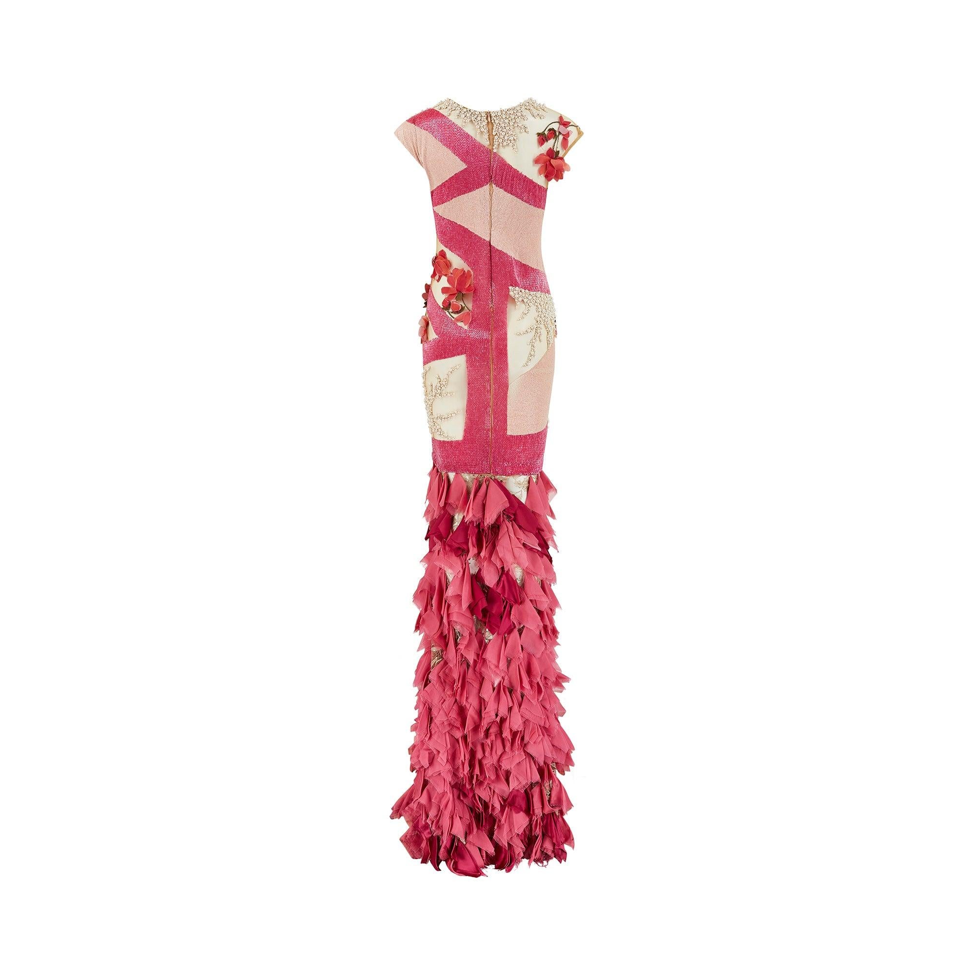 2017 Siah Howard Haute Couture Pink Maxi Dress In Excellent Condition For Sale In London, GB
