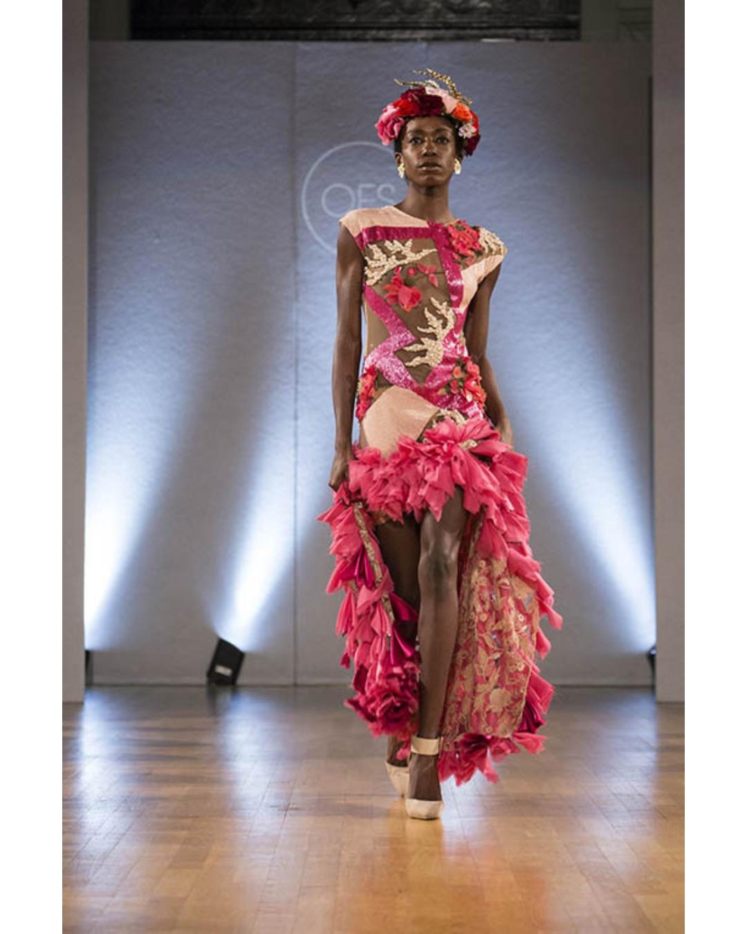 2017 Siah Howard Haute Couture Pink Maxi Dress For Sale 3