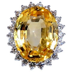 20.17ct GIA Certified Nature No Heat Yellow Sapphire Diamonds Ring 18kt*